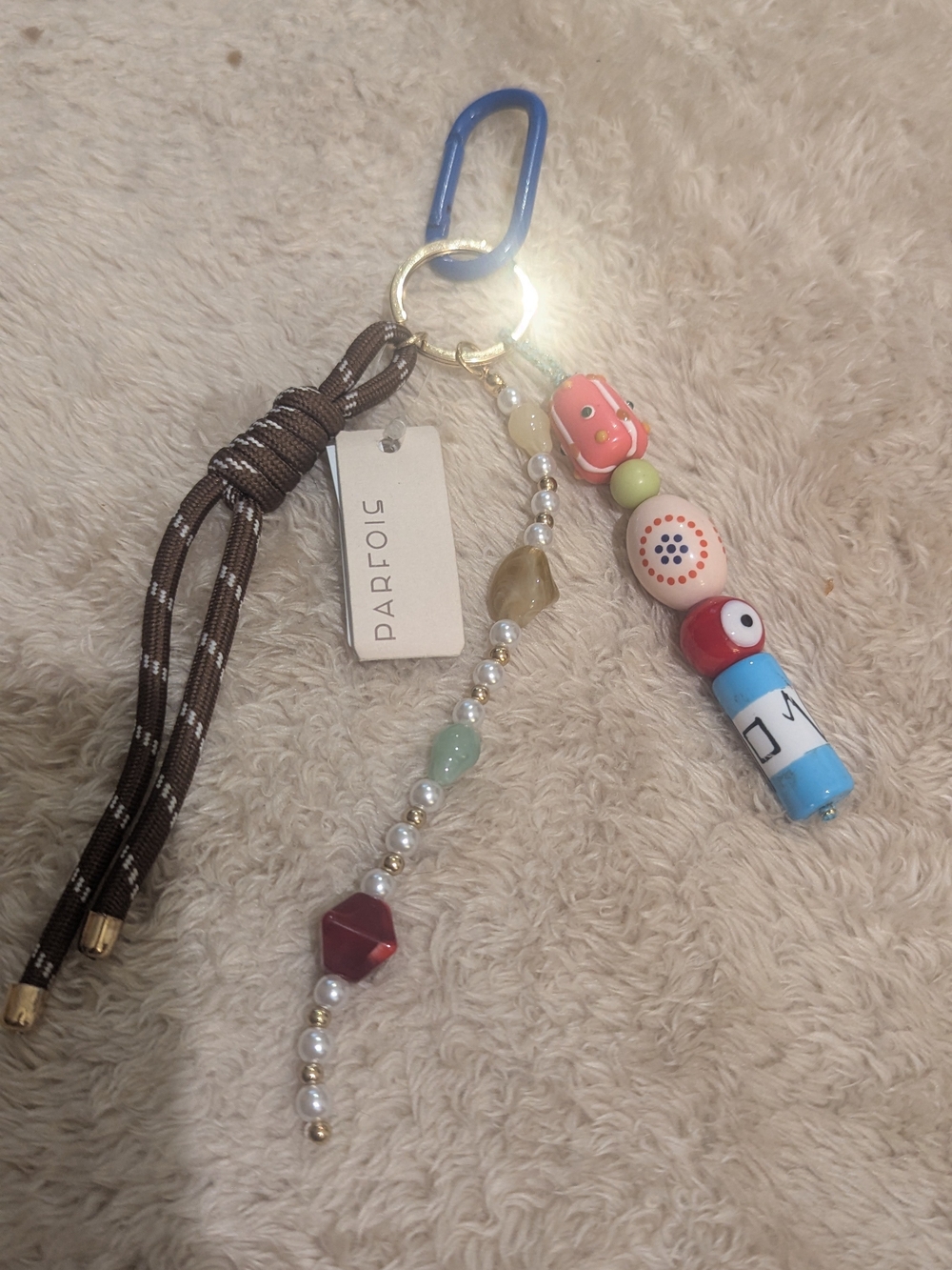 PARFOIS Multicolor Beaded Key & Card Holder with Blue Clip